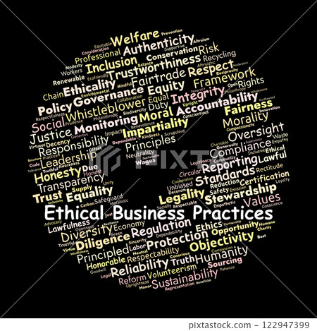 Ethical Business Practices Word Cloud. Key Concepts & Principles for Responsible Business Ethical Business Practices Word Cloud. Key Concepts & Principles for Responsible Business 122947399