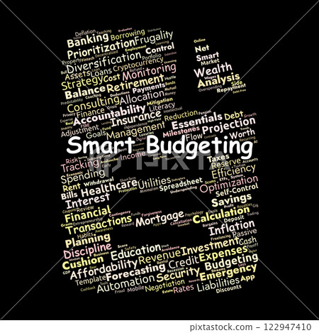 Smart Budgeting Word Cloud. Key Strategies for Financial Planning & Money Management 122947410
