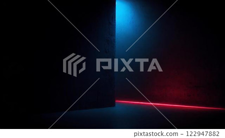 Blue light in the darkness 122947882