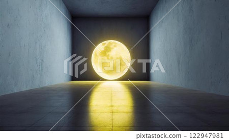 Space with a full moon 122947981