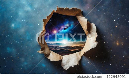 Torn paper and space landscape 122948091