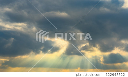 Sky Overlay. Beautiful bright sky with fluffy clouds. Nature sky 122948322