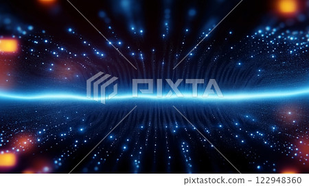 Futuristic digital waves with glowing particles 122948360