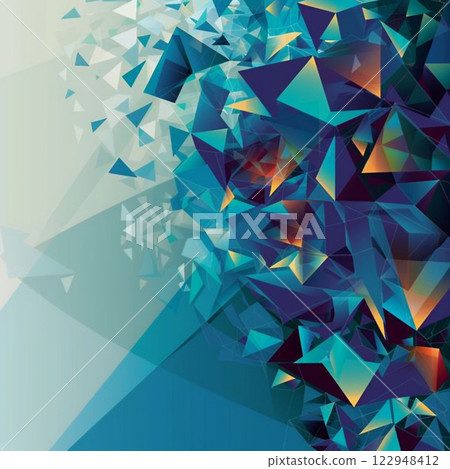 Black blue geometric background with polygons for text. Triangle banner for lettering and design 122948412