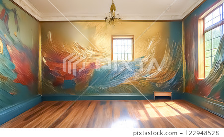 Image of a room painted with colorful paint 122948528