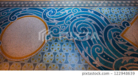 Saint Etienne church in Briare, Loiret, France, pavement mosaic Saint Etienne church in Briare, Loiret, France, pavement mosaic 122948639