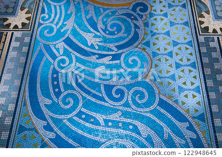 Saint Etienne church in Briare, Loiret, France, pavement mosaic 122948645