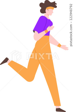 Young woman wearing sportswear and headband running, practicing jogging for fitness and wellbeing, colorful vector illustration on white background 122948792