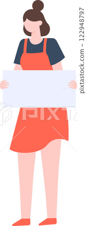 Illustration of a woman holding a blank sign, representing activism and protest. The character wears casual attire, symbolizing a peaceful demonstration or rally participation Illustration of a woman holding a blank sign, representing activism and protest. The character wears casual attire, symbolizing a peaceful demonstration or rally participation 122948797