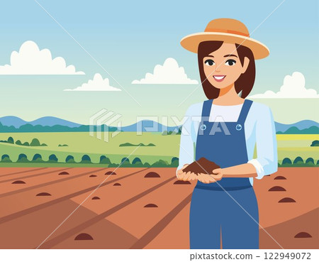 The fertile soil in the hands of a farmer is suitable for cultivation 122949072