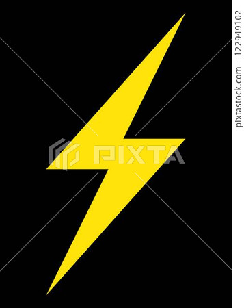 黑色背景上閃電的簡單而平面的插圖 122949102