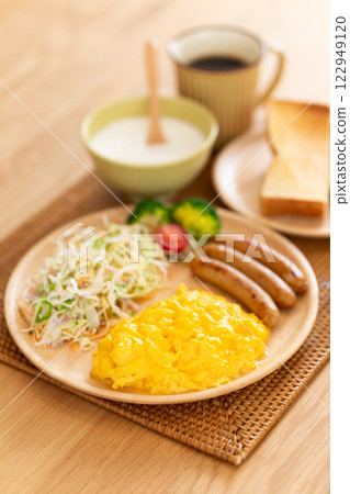 Western-style breakfast served on a table Western-style breakfast served on a table 122949120
