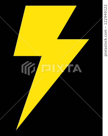 黑色背景上閃電的簡單而平面的插圖 122949122