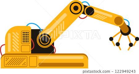 Robotic arm performing industrial operations in a modern factory, showcasing automation, precision, and efficiency in manufacturing processes Robotic arm performing industrial operations in a modern factory, showcasing automation, precision, and efficiency in manufacturing processes 122949243