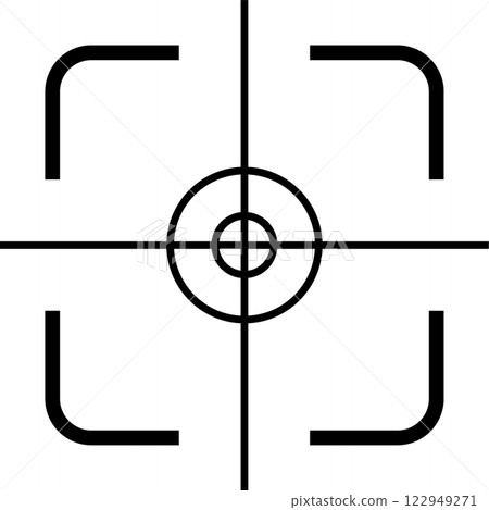 Weapon sight reticle or scope crosshair highlighting the precise aiming point for sniper rifle, ensuring accurate targeting of enemies and enhancing shooting precision 122949271