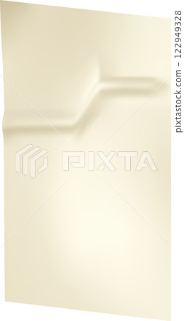 Close up view of a folded sheet of beige paper forming abstract shapes, casting soft shadows and highlights, perfect for creating elegant backgrounds and textures in design projects 122949328