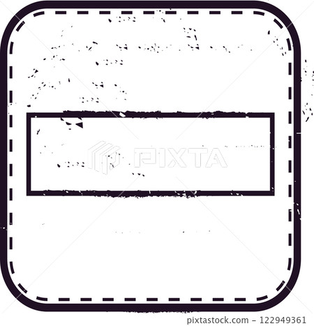 Blank vintage postage stamp with grunge texture featuring a rectangular space for text and a dashed border, isolated on white background, providing copy space for travel and mailing labels Blank vintage postage stamp with grunge texture featuring a rectangular space for text and a dashed border, isolated on white background, providing copy space for travel and mailing labels 122949361