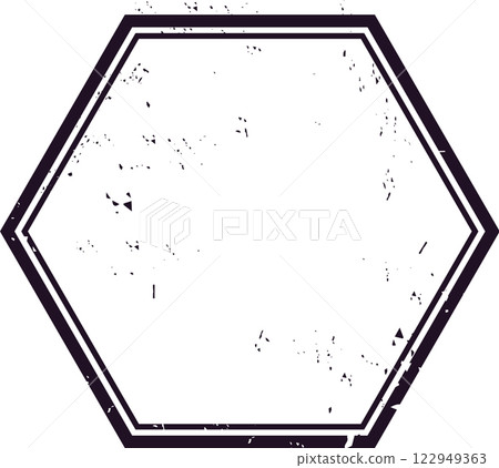 Classic hexagonal postage stamp frame with distressed texture, perfect for vintage themed projects. Ideal for creating custom travel labels, mailing templates, and decorative borders Classic hexagonal postage stamp frame with distressed texture, perfect for vintage themed projects. Ideal for creating custom travel labels, mailing templates, and decorative borders 122949363