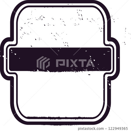 Grunge textured blank vintage mailing label with a black stripe and rounded corners, evoking a retro aesthetic suitable for various design applications 122949365