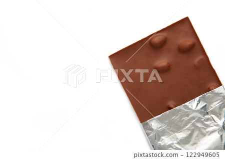 Chocolate wrapped in foil, clipping path, isolated on white background Chocolate wrapped in foil, clipping path, isolated on white background 122949605