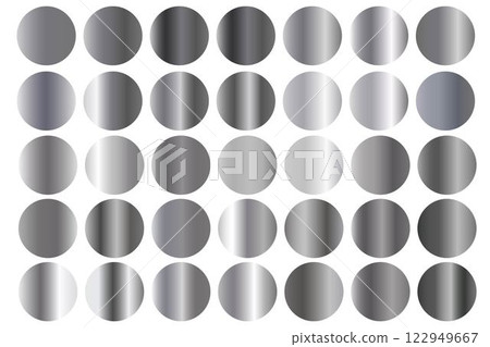 Silver vector palette. Set of silver metal textures. 122949667