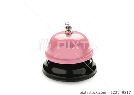 Pink service bell isolated on white background. 122949817