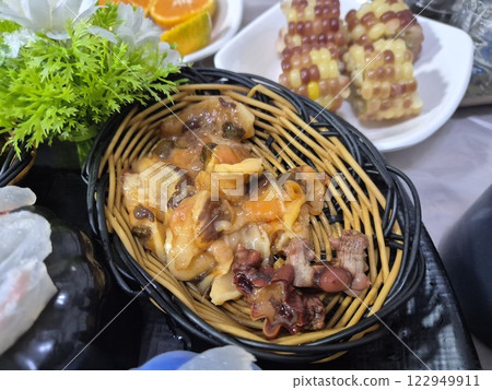 Korean seafood dish. Raw sea squirt sashimi 122949911