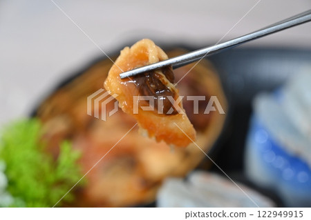 Korean seafood dish. Raw sea squirt sashimi Korean seafood dish. Raw sea squirt sashimi 122949915