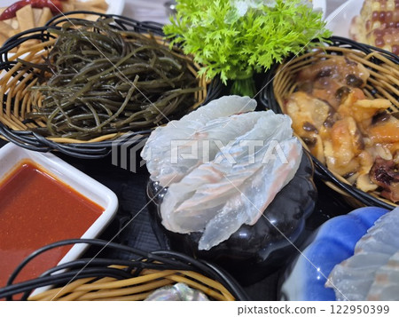 Korean seafood dish. raw fish Sashimi 122950399
