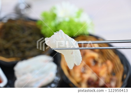 Korean seafood dish. raw fish Sashimi Korean seafood dish. raw fish Sashimi 122950413
