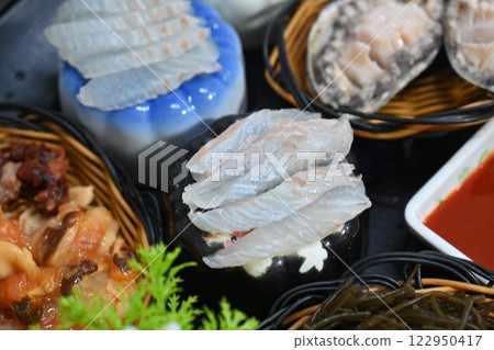 Korean seafood dish. raw fish Sashimi Korean seafood dish. raw fish Sashimi 122950417