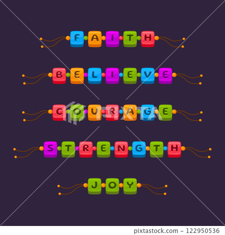 Colorful Handmade Friendship Bracelet Set. Vector 122950536