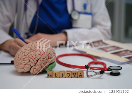 Medical Consultation Regarding Glioma Utilizing a Detailed Brain Model and Advanced Equipment 122951302