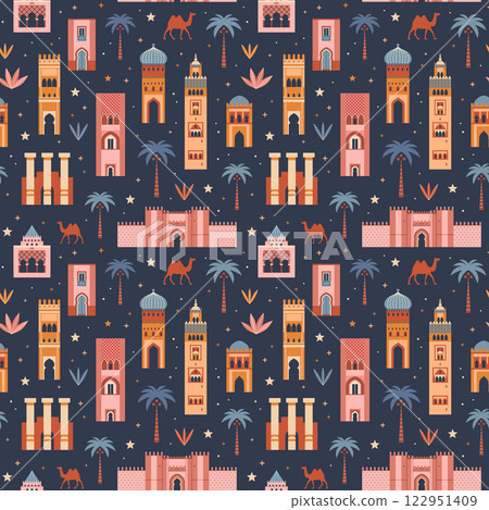 Morocco Travel Pattern with Architecture Monuments Morocco Travel Pattern with Architecture Monuments 122951409