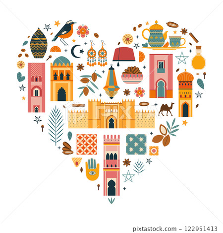 Morocco Travel Print or Card in Heart Shape 122951413