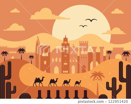 Africa Travel Landscape with Morocco Buildings 122951420