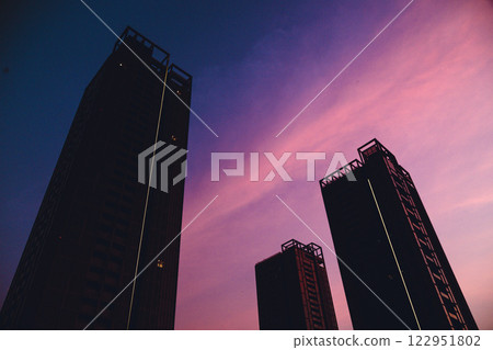 Bitexco and Landmark 81 at Sunset in Ho Chi Minh City with Saigon Bridge and Scenic View Bitexco and Landmark 81 at Sunset in Ho Chi Minh City with Saigon Bridge and Scenic View 122951802