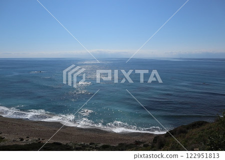 Scenic beach and rock formations in Cyprus. Mediterranean Sea, road, travel, view of mountains and sea. Scenic beach and rock formations in Cyprus. Mediterranean Sea, road, travel, view of mountains and sea. 122951813