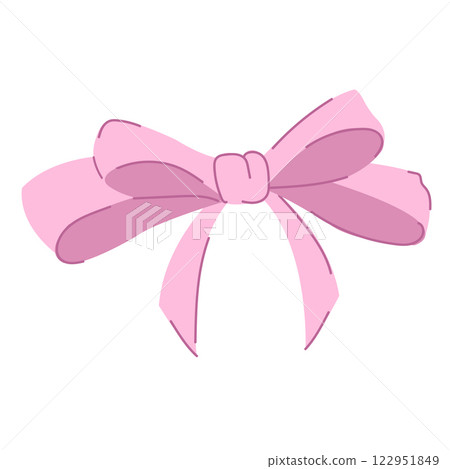 An illustration of a cute pink double bow. Tied ribbon. An illustration of a cute pink double bow. Tied ribbon. 122951849