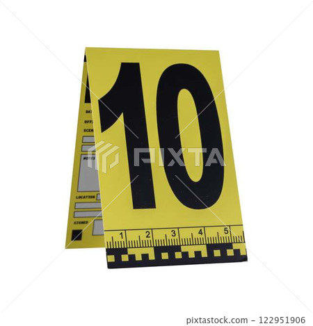 Marker of Crime Scene, Number 1 on transparent background. High quality photo Marker of Crime Scene, Number 1 on transparent background. High quality photo 122951906