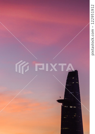 Bitexco and Landmark 81 at Sunset in Ho Chi Minh City with Saigon Bridge and Scenic View. High quality photo Bitexco and Landmark 81 at Sunset in Ho Chi Minh City with Saigon Bridge and Scenic View. High quality photo 122951912
