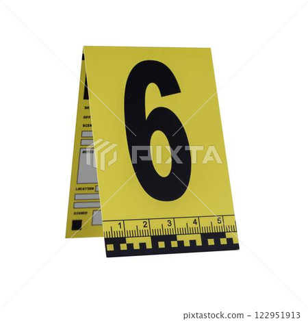 Marker of Crime Scene, Number 1 on transparent background. High quality photo 122951913