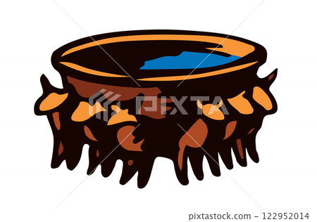 Vector drawing. Bronze sea with oxen from the Jerusalem temple Vector drawing. Bronze sea with oxen from the Jerusalem temple 122952014