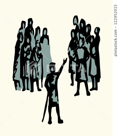 Vector drawing. Big people crowd 122952015