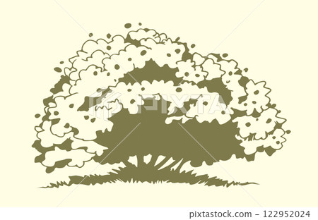 Vector drawing. River in the valley 122952024