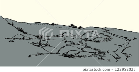 Vector drawing. Road in the mountains 122952025