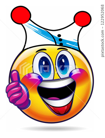 Cartoon illustration of a smiley face with a thumbs up sign Cartoon illustration of a smiley face with a thumbs up sign 122952068