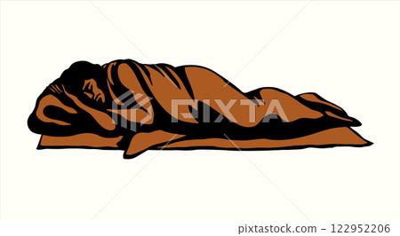 Vector drawing. Ancient sleeping man 122952206