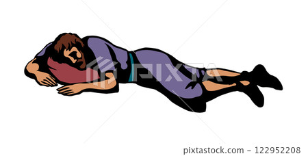 Vector drawing. Ancient sleeping man Vector drawing. Ancient sleeping man 122952208