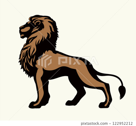 Vector drawing. Lion look for prey Vector drawing. Lion look for prey 122952212